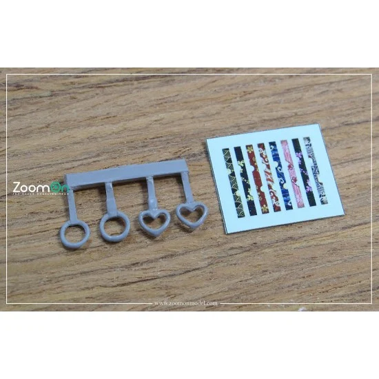 ZoomOn Z112 1/24 Handle Strap Ring (2 pcs circle, 2pcs heart) - Model Cars