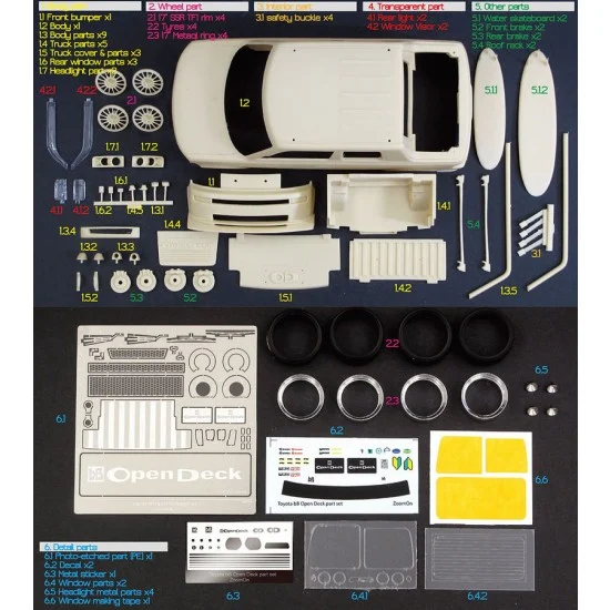 ZoomOn Z129 1/24 Toyota bB Open Deck (NCP34) Transkit parts for Tamiya kit - Model Cars