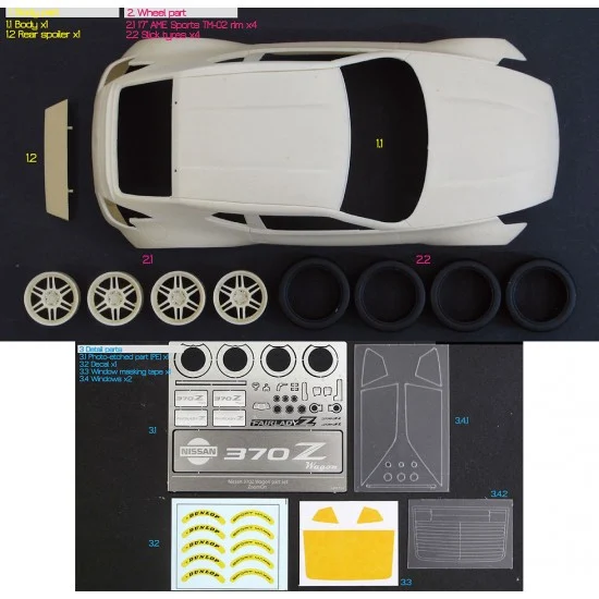 ZoomOn Z132 1/24 Nissan 370Z Wagon Transkit parts for Tamiya kits - Model Cars