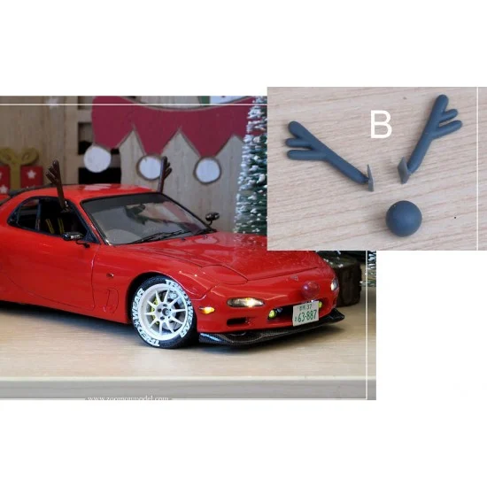 ZoomOn Z162-B 1/24 Christmas Reindeer Antlers (B) for Civilian Car