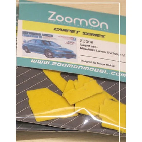 ZoomOn ZC008-YEL 1/24 Mitsubishi Lancer Evolution VI #Yellow Carpet set for Tamiya kit
