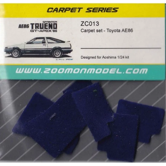 ZoomOn ZC013-BLU 1/24 Toyota AE86 #Blue Carpet set for Aoshima kit
