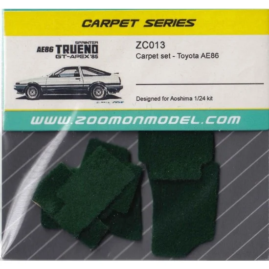 ZoomOn ZC013-GREEN 1/24 Toyota AE86 #Green Carpet set for Aoshima kit