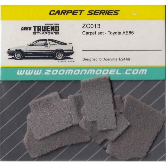 ZoomOn ZC013-GREY 1/24 Toyota AE86 #Grey Carpet set for Aoshima kit