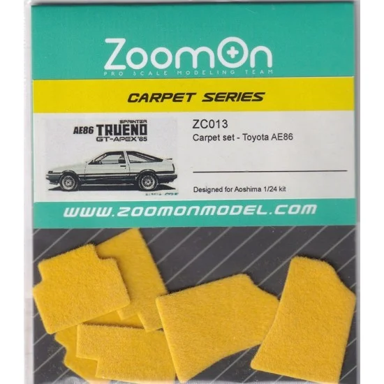 ZoomOn ZC013-YEL 1/24 Toyota AE86 #Yellow Carpet set for Aoshima kit