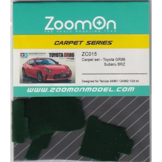 ZoomOn ZC015-GREEN 1/24 Toyota GR86 / Subaru BRZ #Green Carpet set for Tamiya 24361/24362