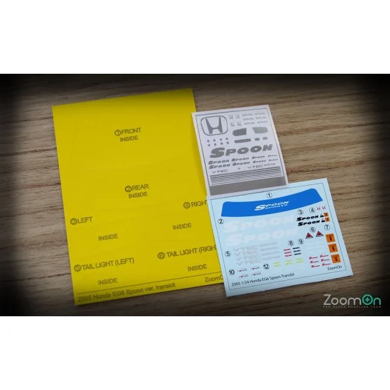 ZoomOn ZD002 1/24 Honda EG6 Window Mask, Metal Sticker and Decal for Hasegawa kit - Model Cars