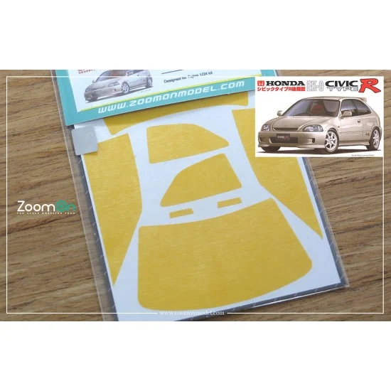 ZoomOn ZD054 1/24 Honda Civic Type R Window and Light Painting Masks for Fujimi kit - Model Cars
