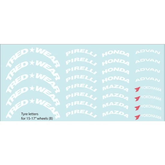 ZoomOn ZD089-15 1/24 Tyre Letters (B) Decal for 15-17'' Wheels