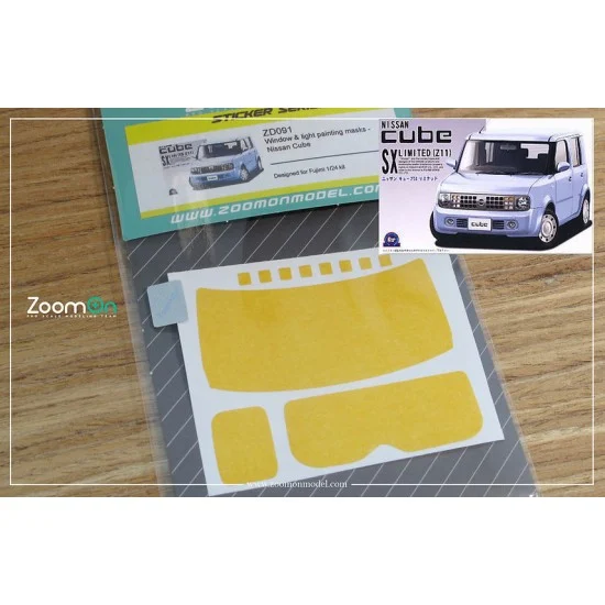 ZoomOn ZD091 1/24 Nissan Cube Window and Light Painting Masks for Fujimi kit - Model Cars
