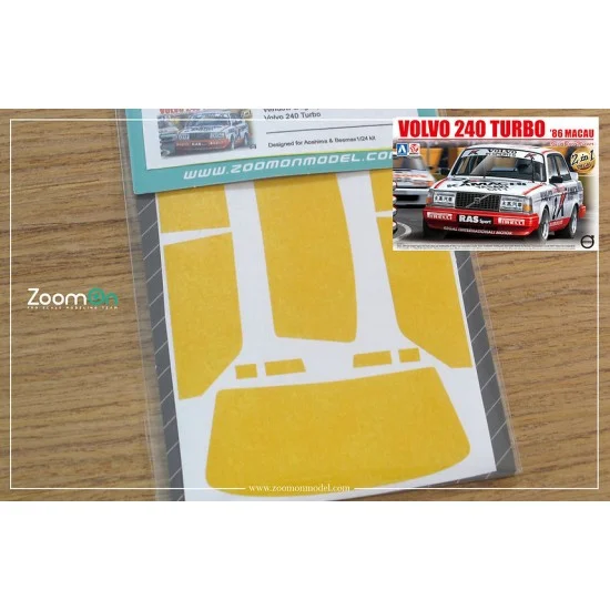 ZoomOn ZD102 1/24 Volvo 240 Turbo Window and Light Painting Masks for Aoshima/Beemax kit - Model Cars