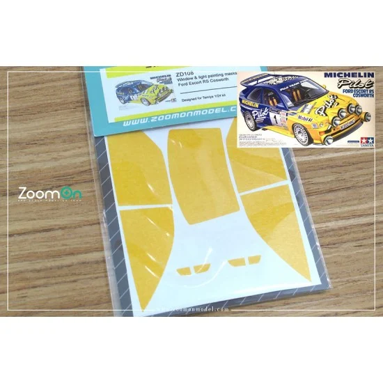 ZoomOn ZD108 1/24 Ford Escort RS Cosworth Window and Light Painting Masks for Tamiya kit - Model Cars