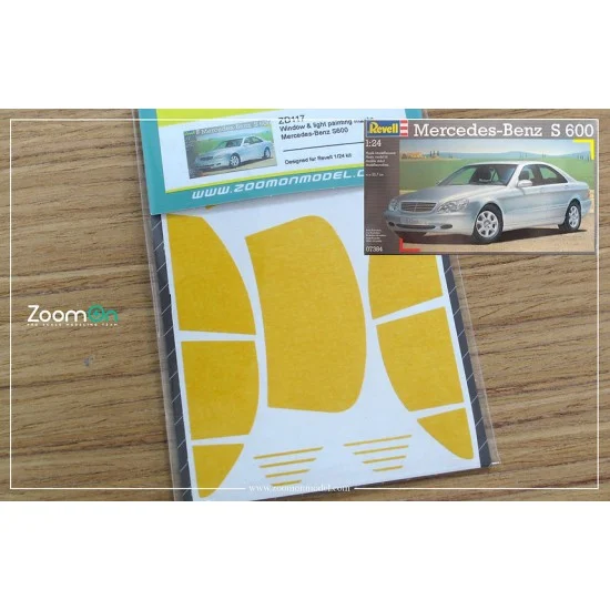 ZoomOn ZD117 1/24 Mercedes-Benz S600 Window and Light Painting Masks for Revell kit