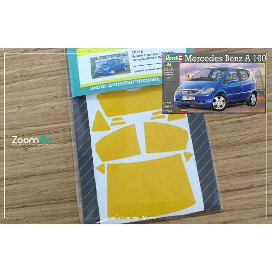 ZoomOn ZD118 1/24 Mercedes-Benz A 160 Window and Light Painting Masks for Revell kit
