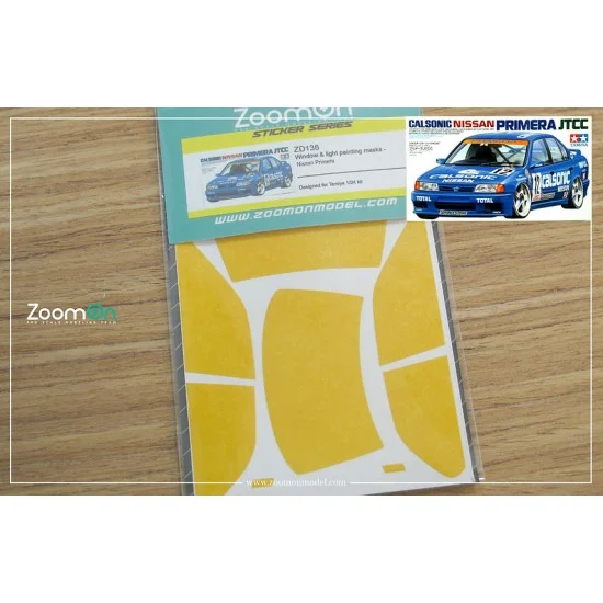 ZoomOn ZD136 1/24 Nissan Primera Window and Light Painting Masks for Tamiya kit - Model Cars