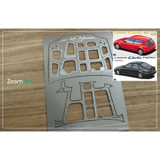 ZoomOn ZD139 1/24 Honda Civic EG Hood Structure (PE) for Hasegawa kit - Model Cars