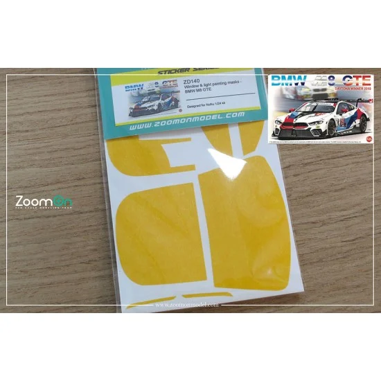 ZoomOn ZD140 1/24 BMW M8 GTE Window and Light Painting Masks for NuNu kit - Model Cars