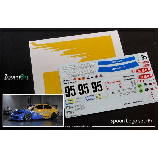 ZoomOn ZD154-B 1/24 -1/25 Spoon Logo Decal and Pattern Mask set (B)