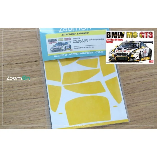 ZoomOn ZD155 1/24 BMW M6 GT3 Window and Light Painting Masks for Nunu kit - Model Cars