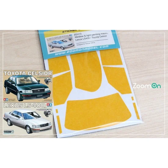 ZoomOn ZD213 1/24 Lexus LS400 / Toyota Celsior Window and Light Painting Masks for Tamiya Old Version kit - Model Cars