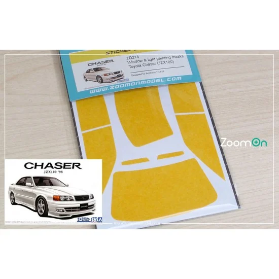ZoomOn ZD214 1/24 Toyota Chaser (JZX100) Window and Light Painting Masks for Aoshima kit - Model Cars
