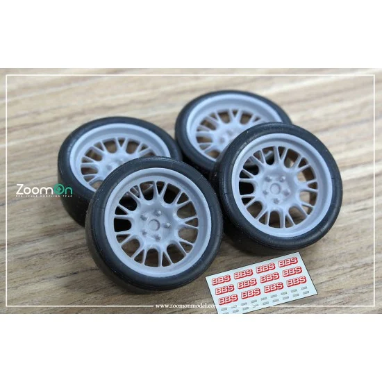 ZoomOn ZR073-18 1/24 18'' BBS RE686 Rim set with Tyres for Nunu BMW 320i (E46) ETCC kit