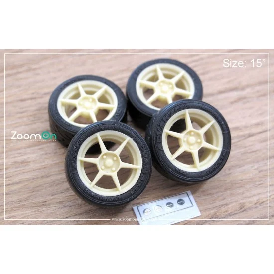 ZoomOn ZR075-16 1/24 16'' Buddy Club P1 Rim set with Tyres