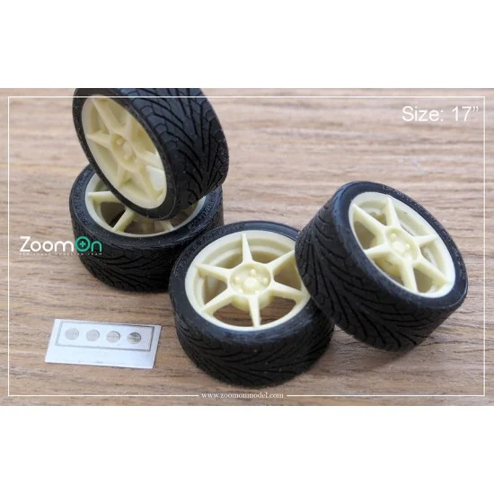 ZoomOn ZR075-17 1/24 17'' Buddy Club P1 Rim set with Tyres
