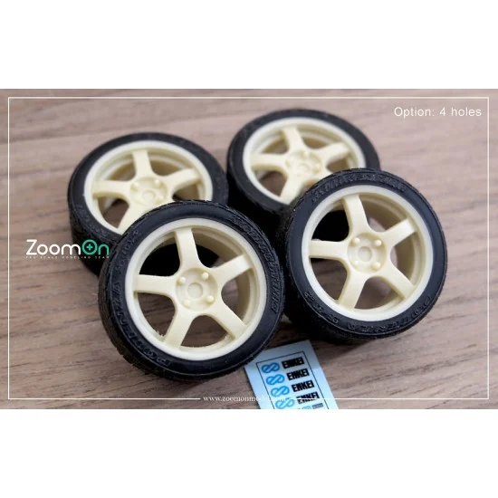 ZoomOn ZR077-17-4 1/24 17'' Enkei WRC Tarmac Evo Rim set (4 holes) with Tyres