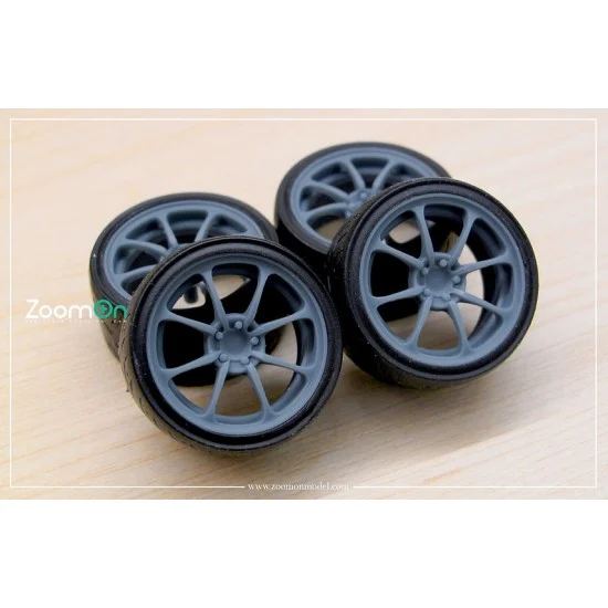 ZoomOn ZR080-19 1/24 19'' Rays NE24 Rim set (Offset rear deep) with Tyres
