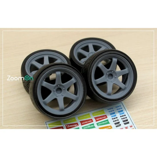 ZoomOn ZR081-14WT 1/24 14'' Rays TE37 Rim set (4 holes, 4 rims) without Tyre