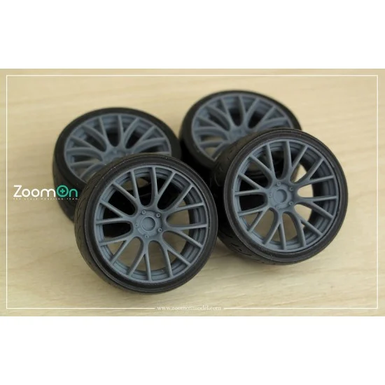 ZoomOn ZR092-17 1/24 17'' Rays G16 Rim set (5 holes) with Tyres