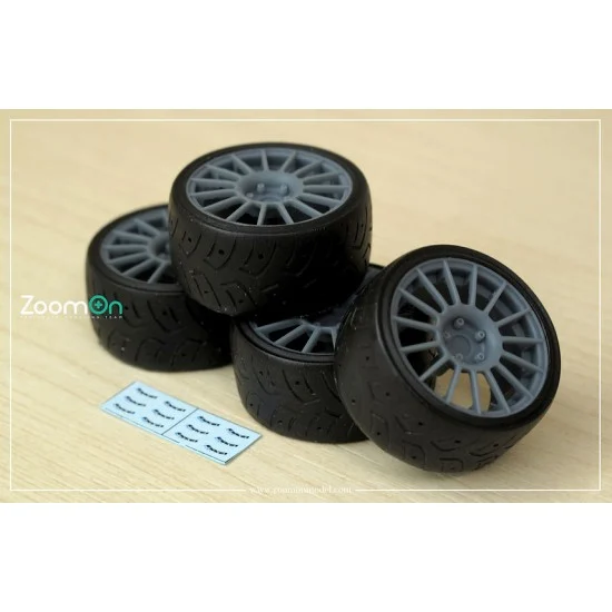 ZoomOn ZR093-15 1/24 15'' Enkei Sport RC-T4 Rim set (4 holes) with Tyres