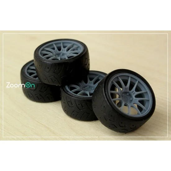 ZoomOn ZR096-15 1/24 15'' Enkei GTC02 Rim set (4 holes) with Tyres