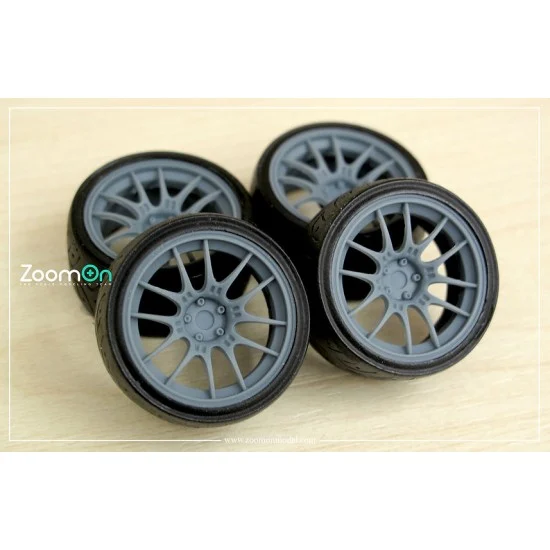 ZoomOn ZR096-16 1/24 16'' Enkei GTC02 Rim set (5 holes) with Tyres