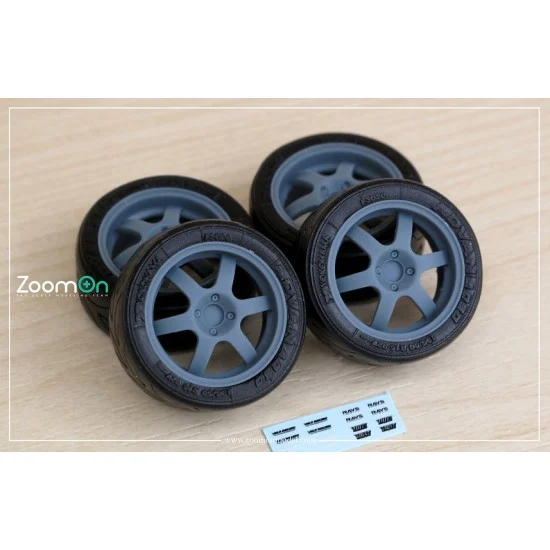 ZoomOn ZR116-14 1/24 14'' Rays Volk Racing TE37 Cup Rim set with Tyres
