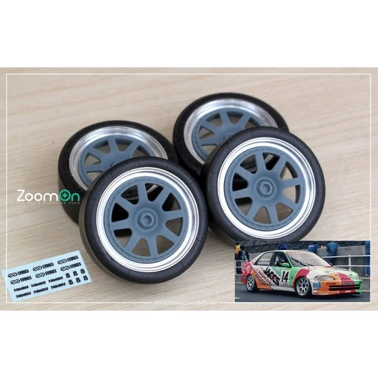 ZoomOn ZR124-18 1/24 18'' Enkei JTCC Civic Rim set with Tyre