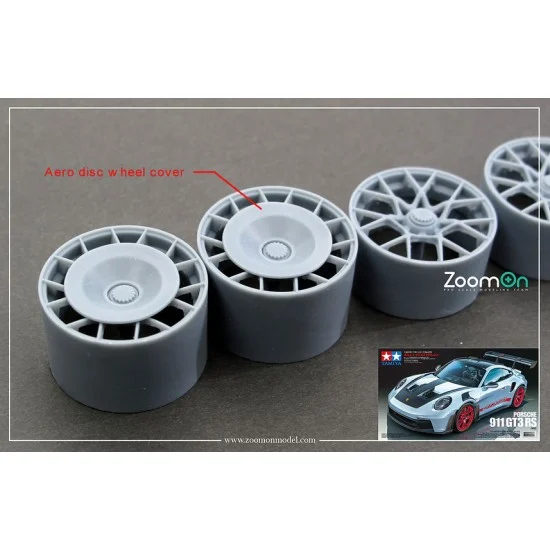 ZoomOn ZR135-D 1/24 Porsche 992 GT3 RS Rim set (With Discs cover) without Tyre for Tamiya kit
