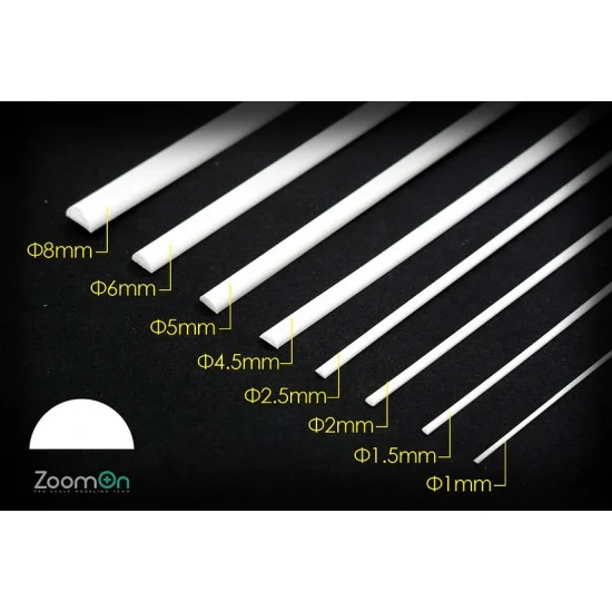 ZoomOn ZT010 Semicircle Shape Plastic Rod set(8pcs, dia 1mm-8mm, each length 250mm)