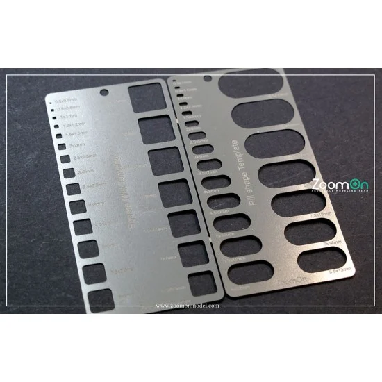 ZoomOn ZT041 Square Fillet and Pill Shape Template (0.5mm-9.5mm)