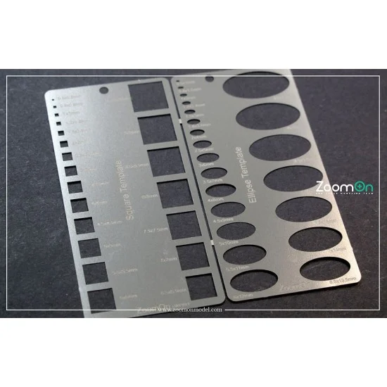 ZoomOn ZT043 Square and Ellipse Template (Size 0.5mm-9.5mm)