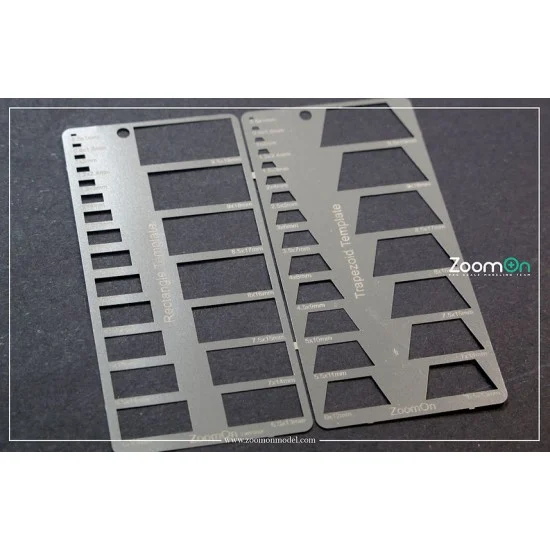 ZoomOn ZT044 Rectangle and Trapezoid Template (Size 0.5mm-9.5mm)