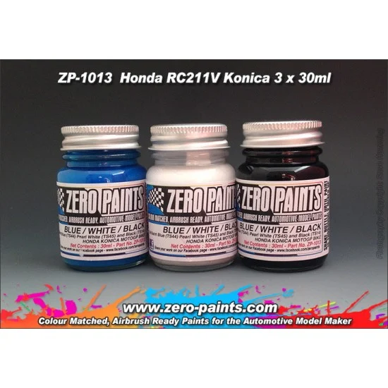 Zero Paints 1013 Honda RC211V Konica Paints - Pearl White, Black, Brilliant Blue 3x30ml