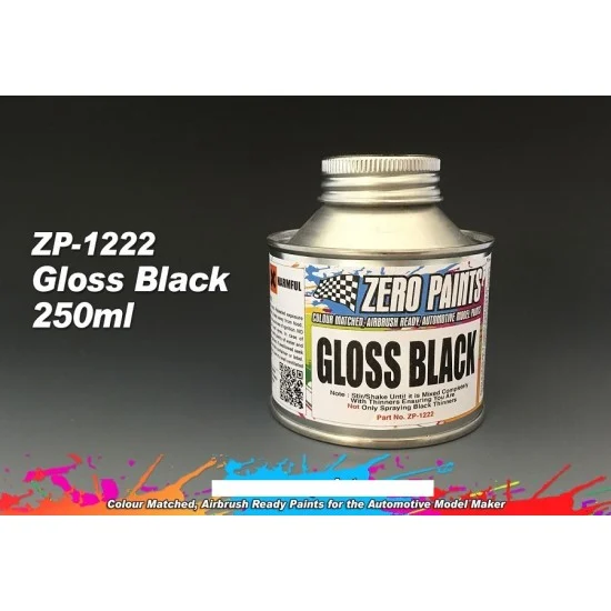 Zero Paints 1222 Gloss Black Paint 250ml - Hobby & Model Paints