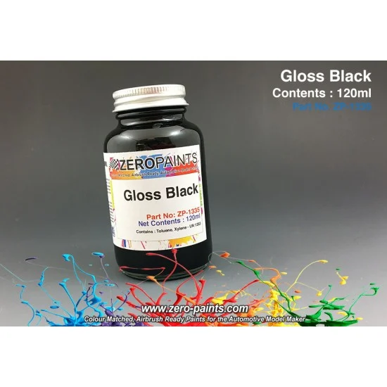 Zero Paints 1335 Gloss Black Paint 120ml - Hobby & Model Paints