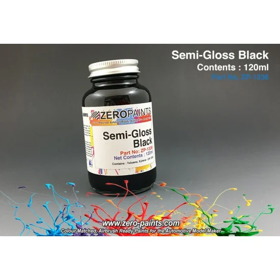 Zero Paints 1336 Semi-Gloss Black Paint 120ml