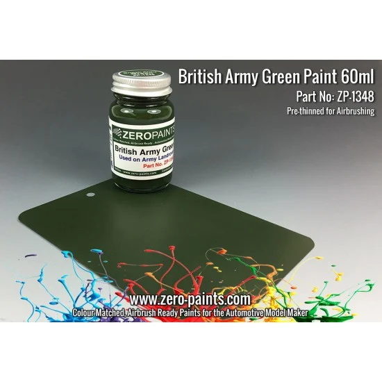 Zero Paints 1348 British Army Green (Land Rovers) Paint 60ml - Hobby & Model Paints