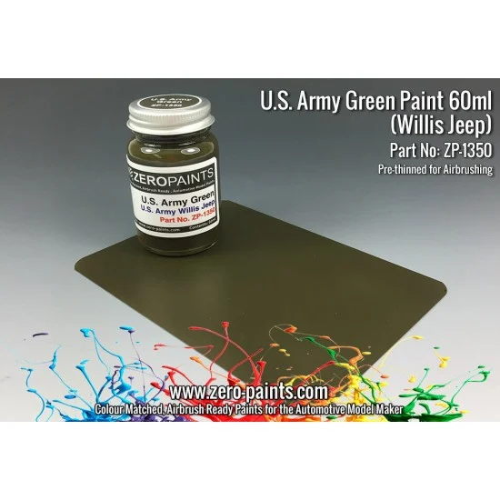 Zero Paints 1350 U.S. Army Willis Jeep Green Paint 60ml - Hobby & Model Paints