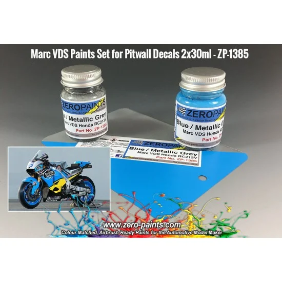 Zero Paints 1385 Marc VDS Honda RC213V - Blue/Metallic Grey Paint Set 2x30ml for Pitwall PW-12D-002