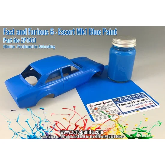 Zero Paints 1401 Fast and Furious 6 Ford Escort Mk 1 Blue Paint 60ml - Hobby & Model Paints